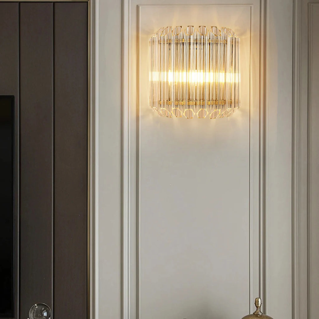 Modern Crystal Rod Brass Wall Sconce