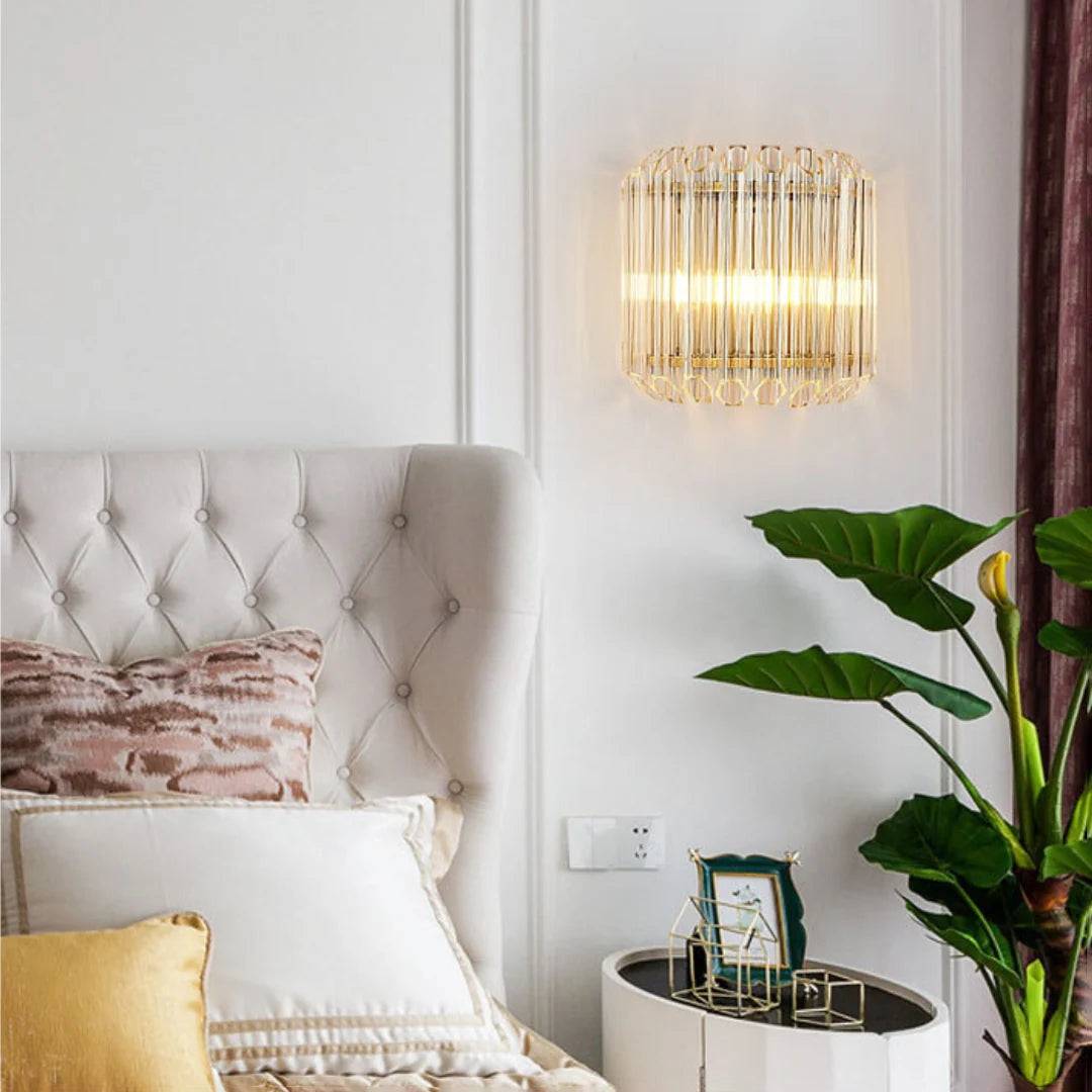 Modern Crystal Rod Brass Wall Sconce