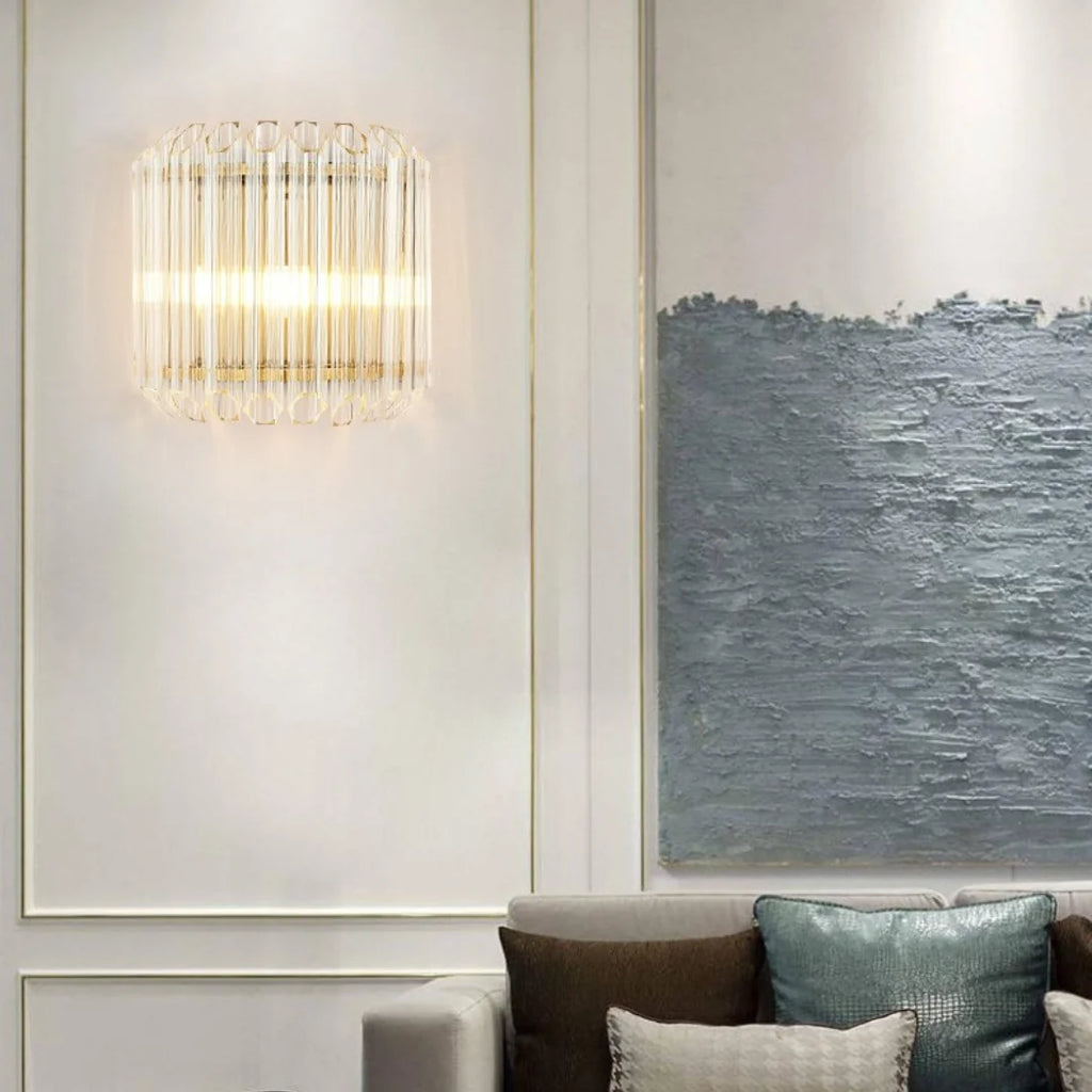 Modern Crystal Rod Brass Wall Sconce