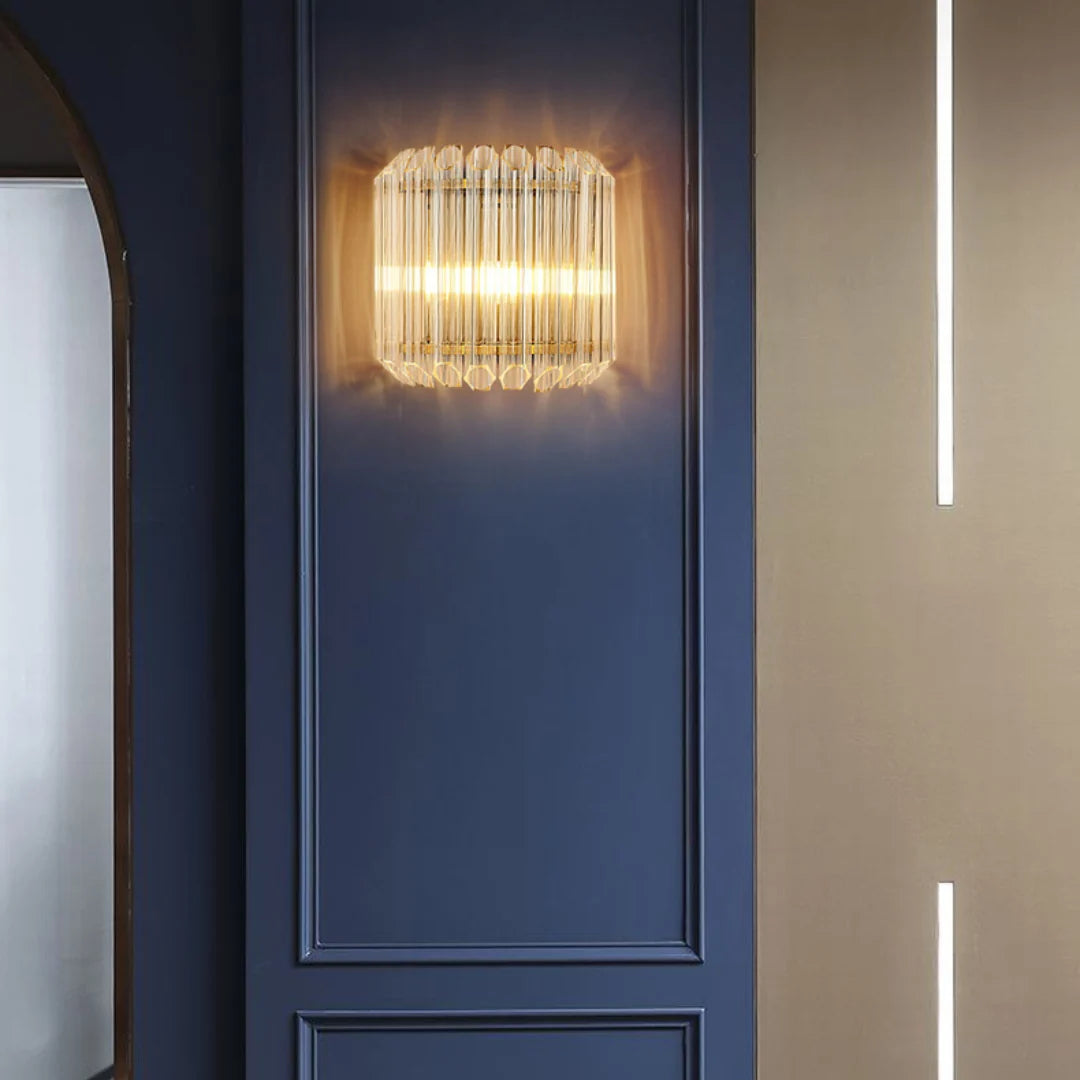 Modern Crystal Rod Brass Wall Sconce