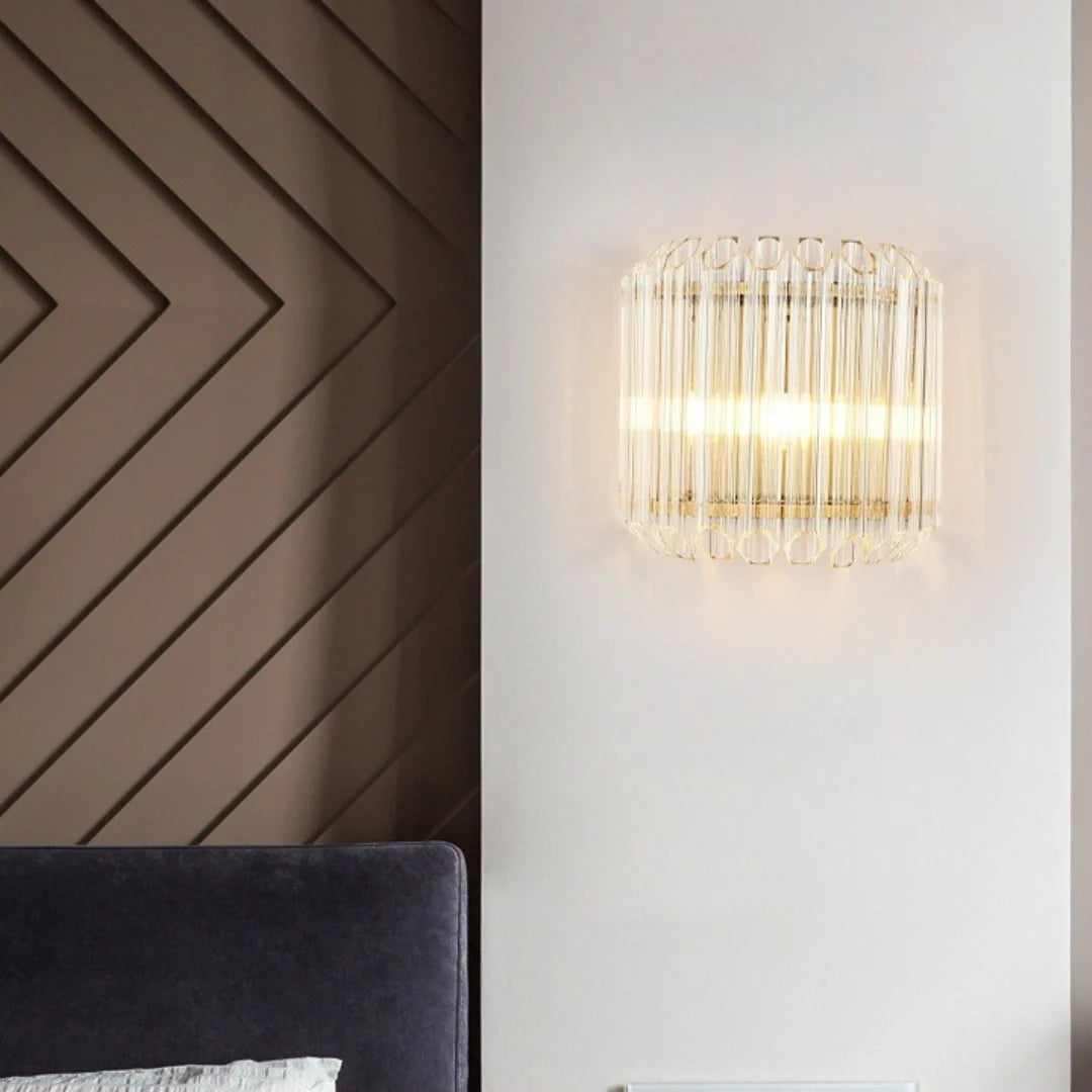 Modern Crystal Rod Brass Wall Sconce