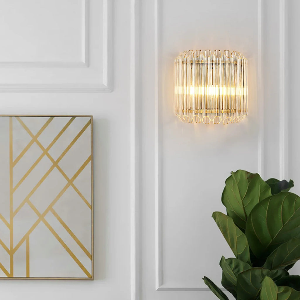 Modern Crystal Rod Brass Wall Sconce