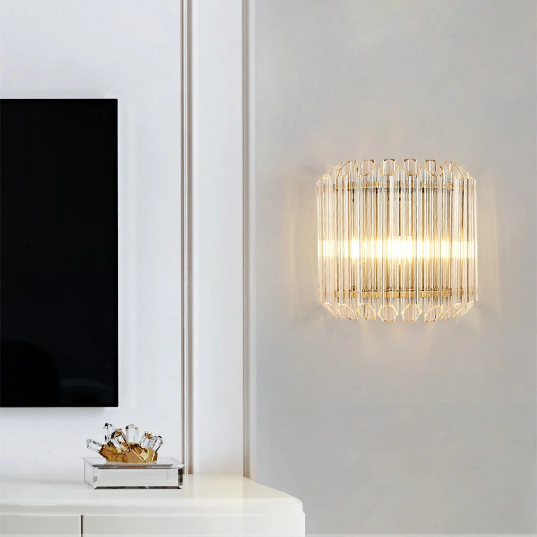 Modern Crystal Rod Brass Wall Sconce