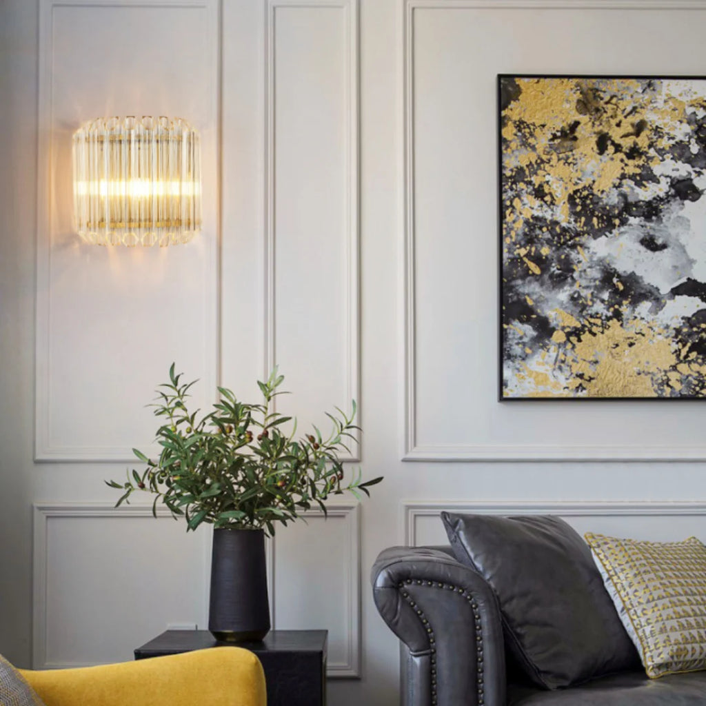 Modern Crystal Rod Brass Wall Sconce