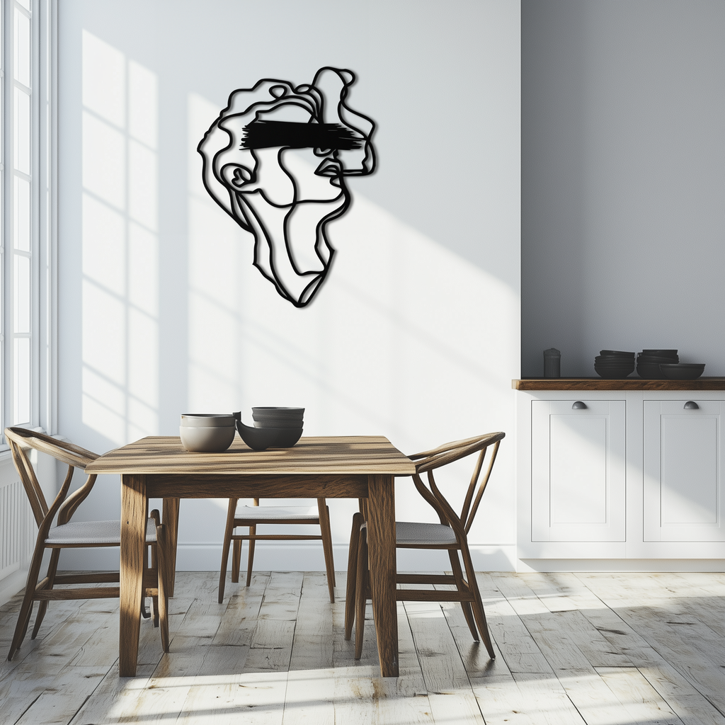 Metal Wall Art Abstract Blindfolded Men Minimalist Continuous Line