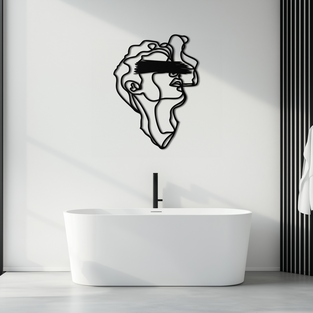 Metal Wall Art Abstract Blindfolded Men Minimalist Continuous Line