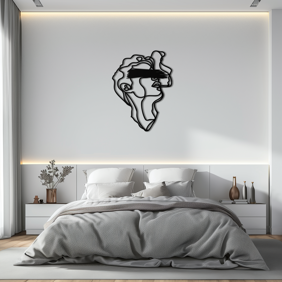 Metal Wall Art Abstract Blindfolded Men Minimalist Continuous Line
