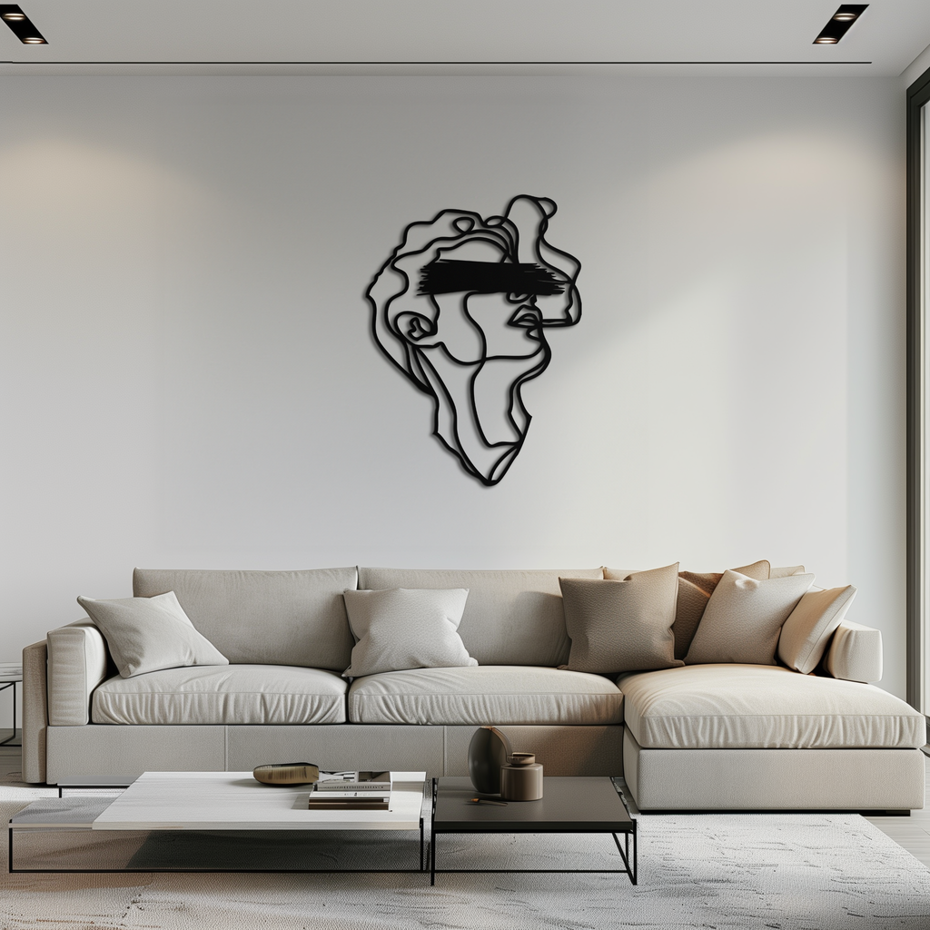 Metal Wall Art Abstract Blindfolded Men Minimalist Continuous Line