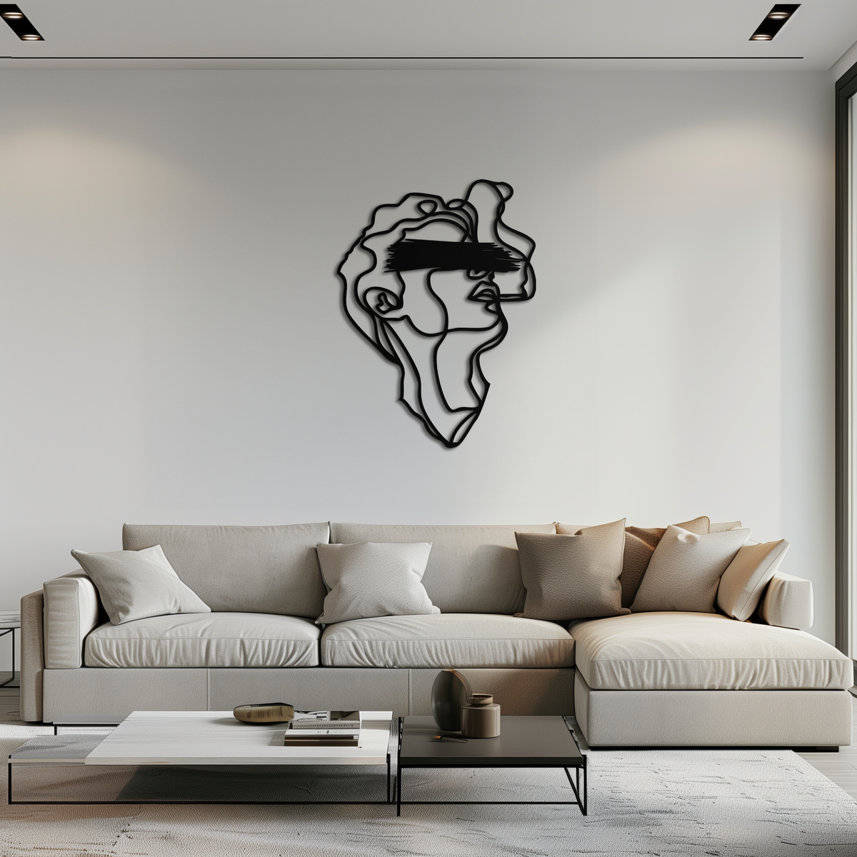 Metal Wall Art Abstract Blindfolded Men Minimalist Continuous Line