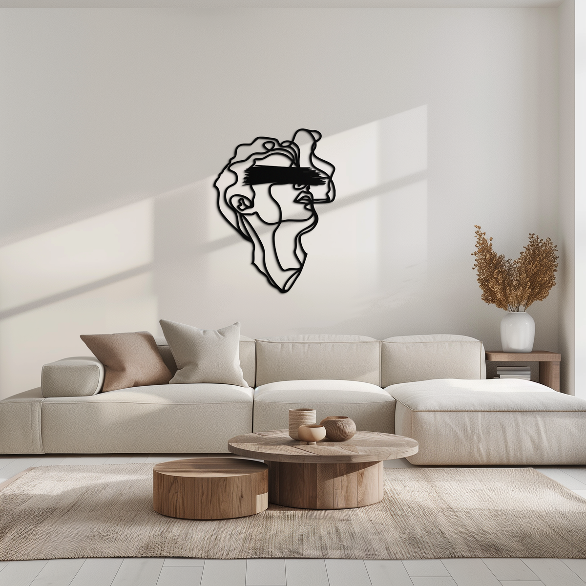 Metal Wall Art Abstract Blindfolded Men Minimalist Continuous Line