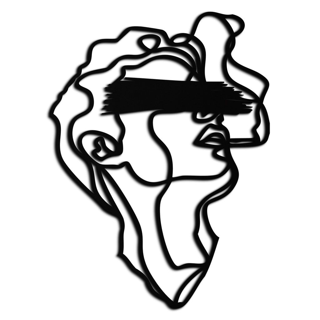 Metal Wall Art Abstract Blindfolded Men Minimalist Continuous Line