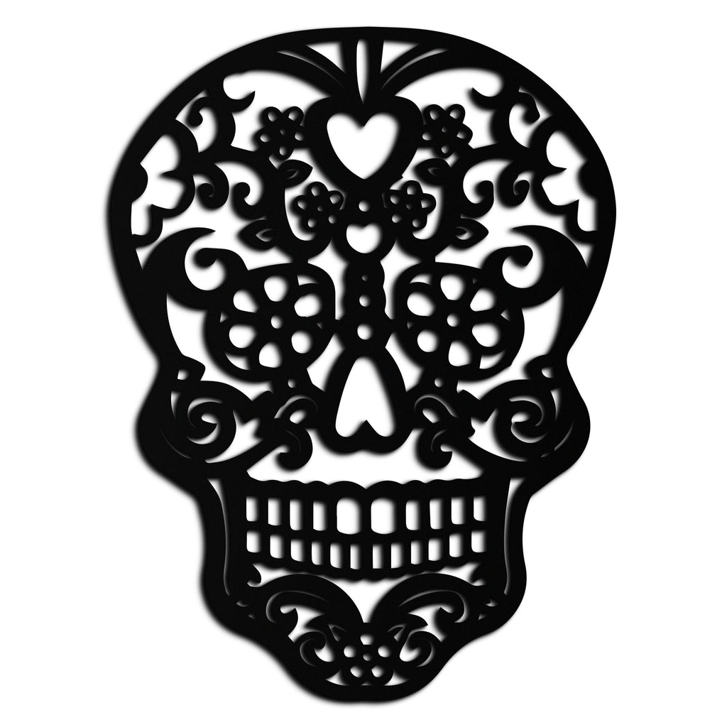Metal Floral Skull Wall Art - Intricate Gothic Halloween Decor