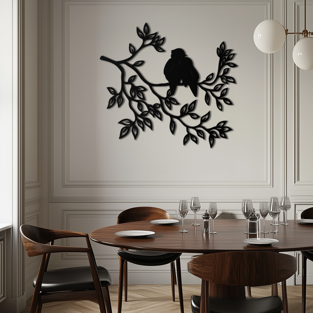 Love Birds Metal Wall Art - Romantic Silhouette Decor Design