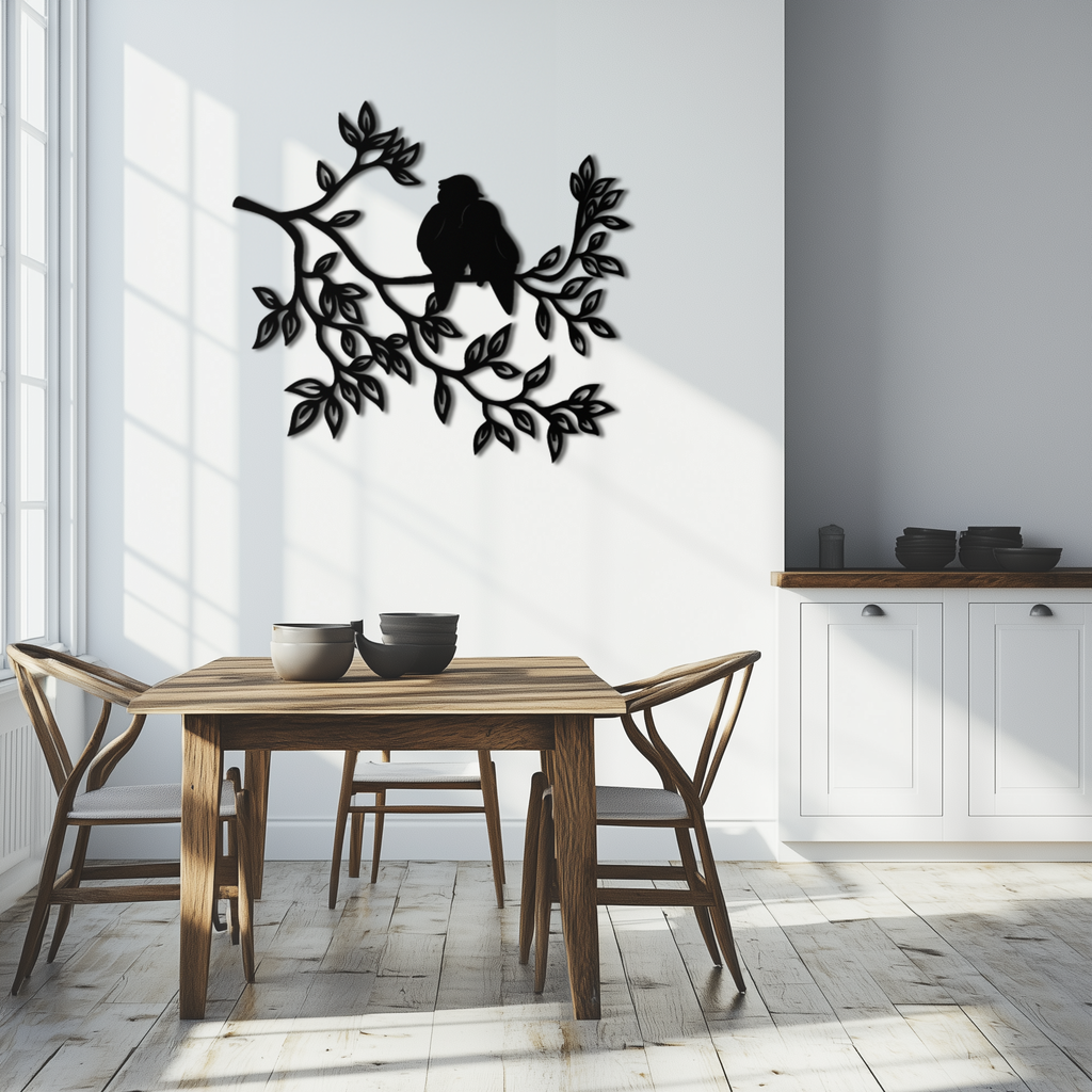 Love Birds Metal Wall Art - Romantic Silhouette Decor Design