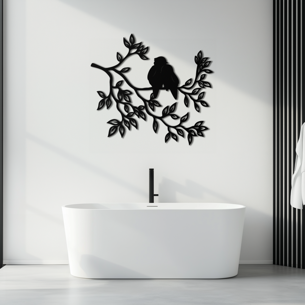 Love Birds Metal Wall Art - Romantic Silhouette Decor Design