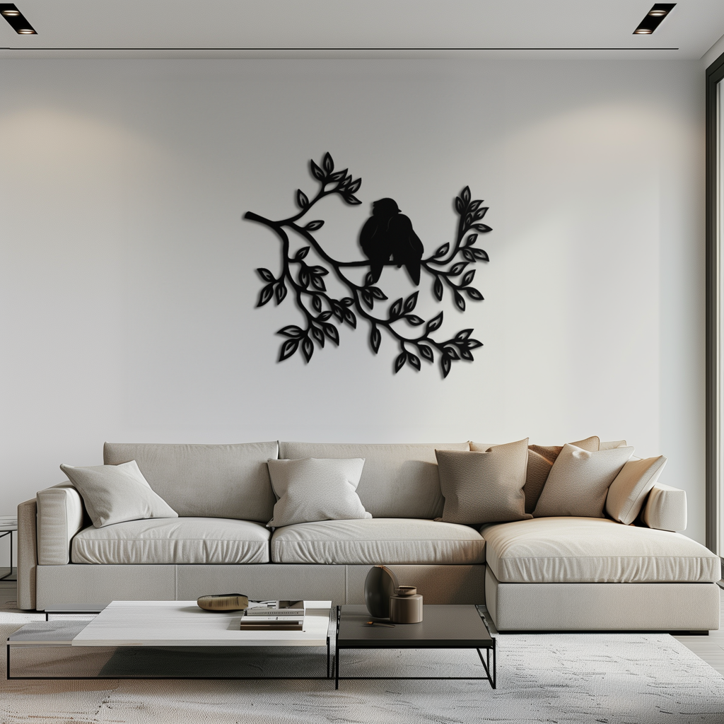 Love Birds Metal Wall Art - Romantic Silhouette Decor Design