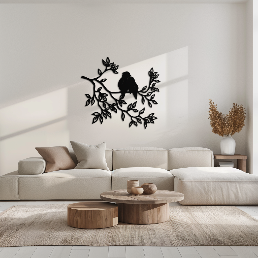 Love Birds Metal Wall Art - Romantic Silhouette Decor Design