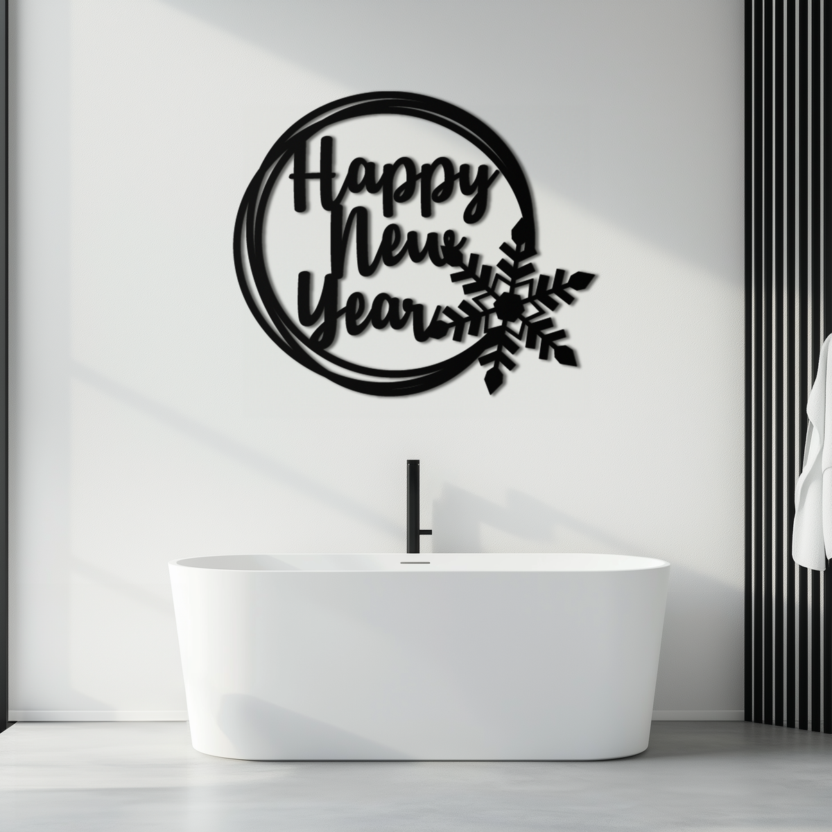Steel Circular Snowflake Wall Art - Happy New Year Celebration