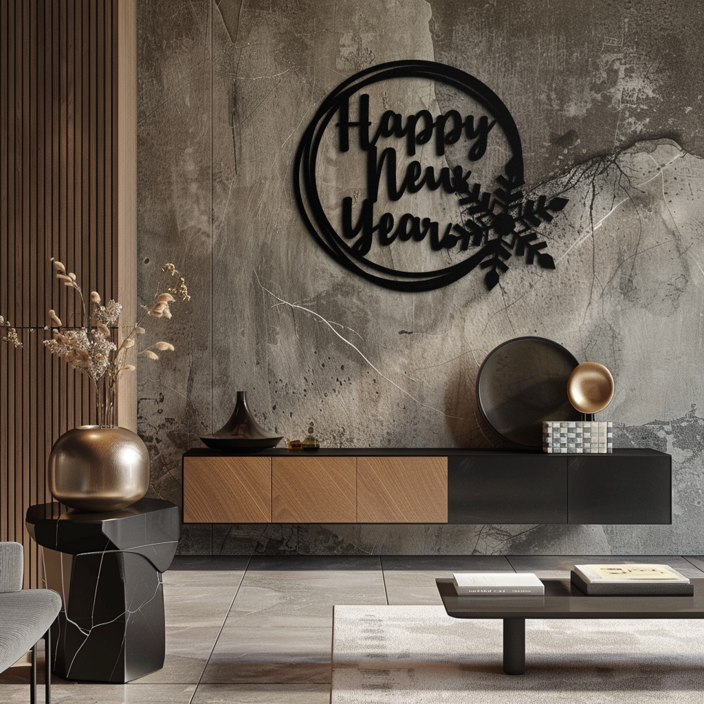 Steel Circular Snowflake Wall Art - Happy New Year Celebration