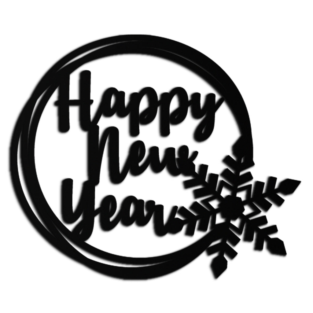 Steel Circular Snowflake Wall Art - Happy New Year Celebration