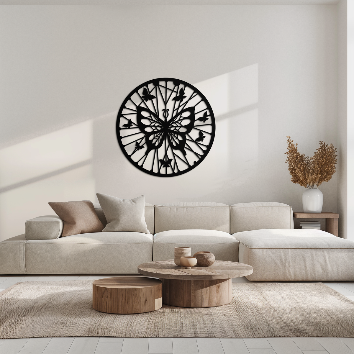 Metal Butterfly Mandala Round Wall Art - Elegant Butterfly Silhouette Home Decor