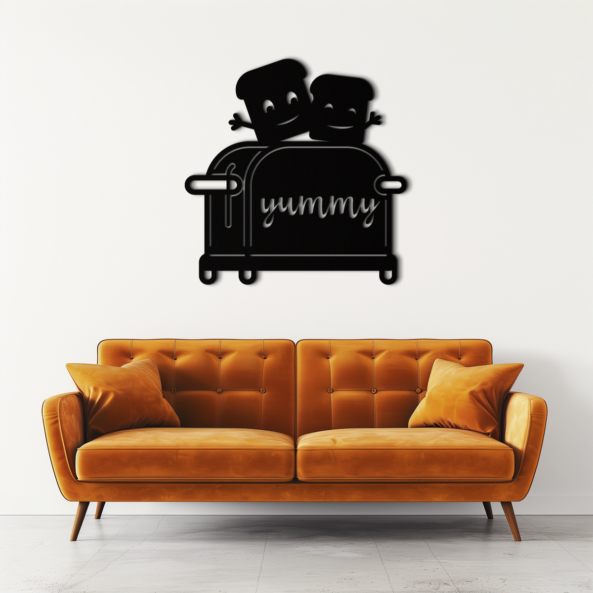Metal Toast Wall Art - Cute Playful Smiling Characters Kitchen Decor