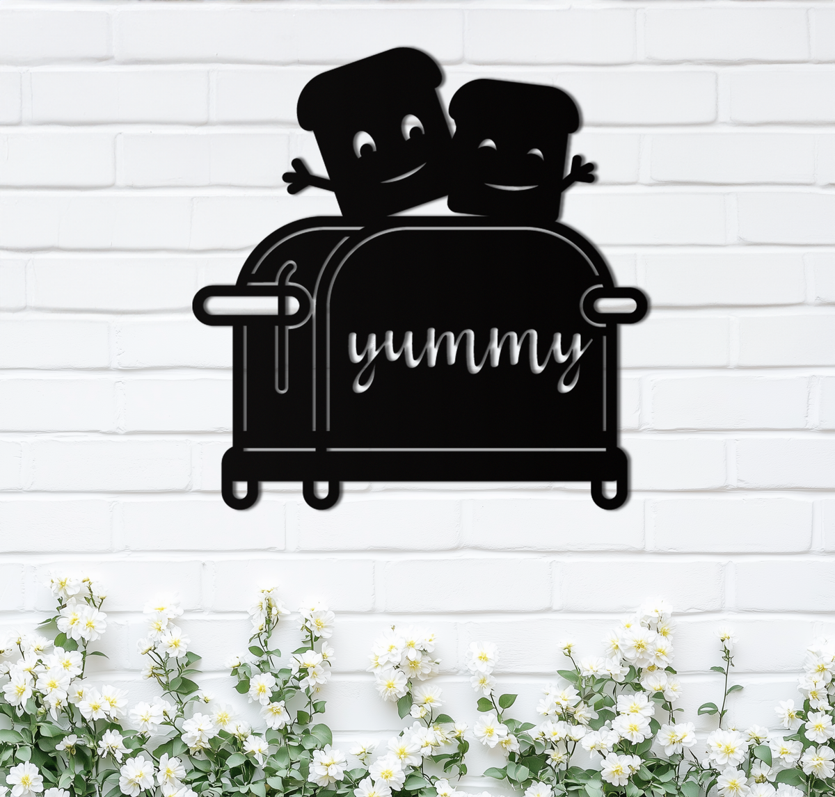 Metal Toast Wall Art - Cute Playful Smiling Characters Kitchen Decor