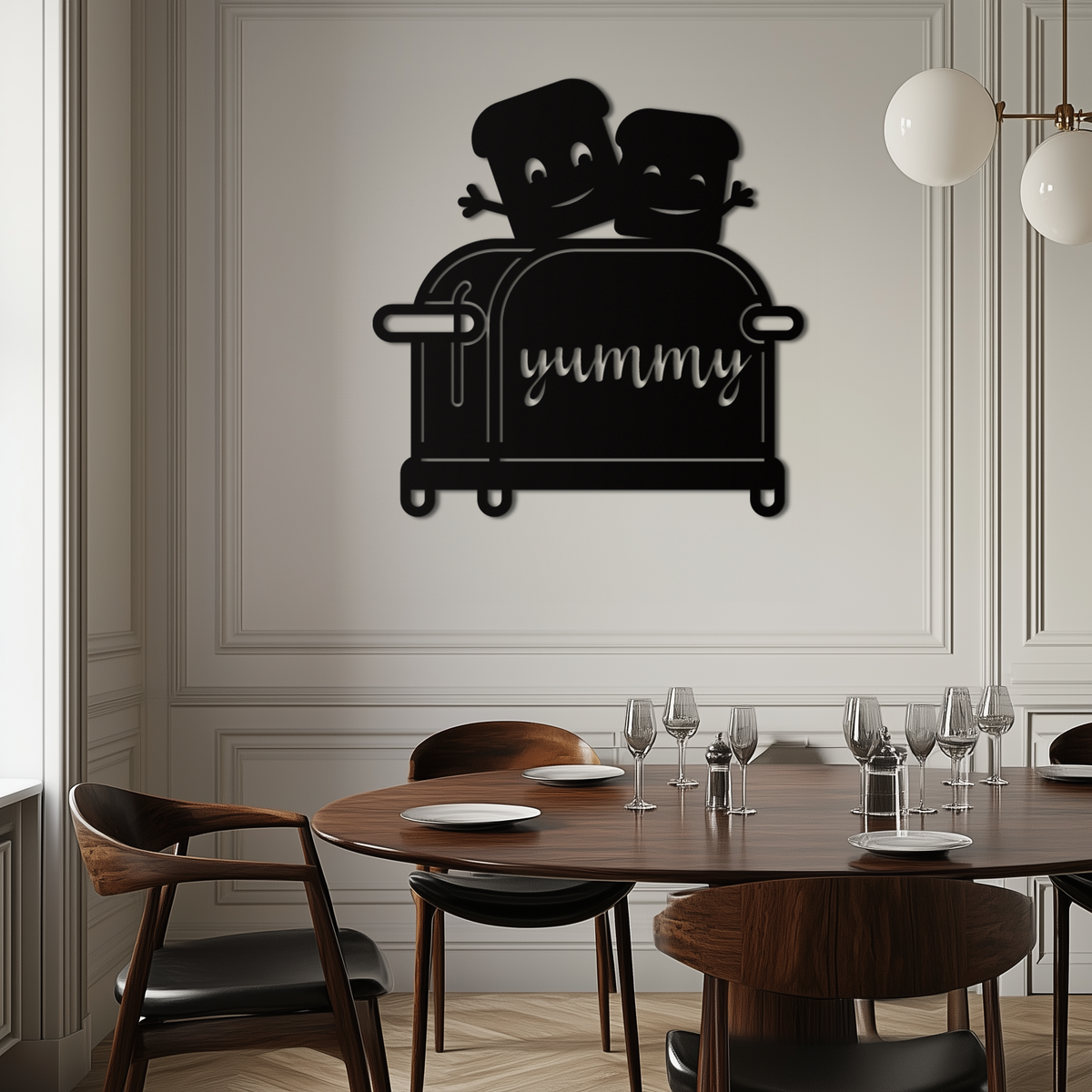 Metal Toast Wall Art - Cute Playful Smiling Characters Kitchen Decor
