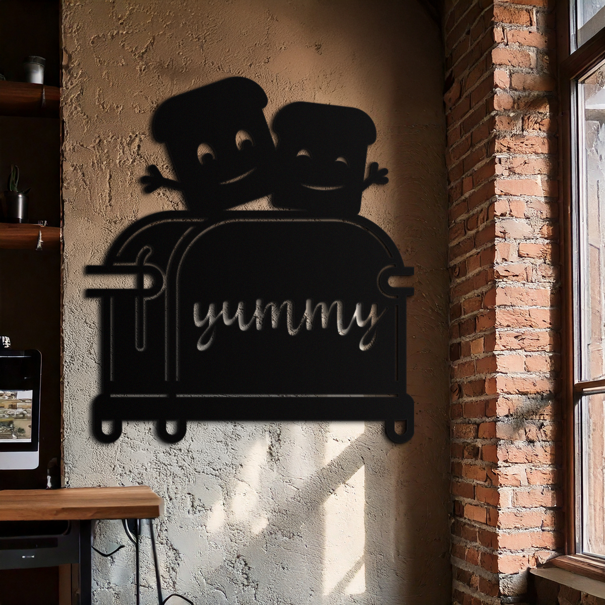 Metal Toast Wall Art - Cute Playful Smiling Characters Kitchen Decor