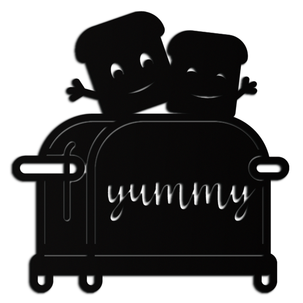 Metal Toast Wall Art - Cute Playful Smiling Characters Kitchen Decor