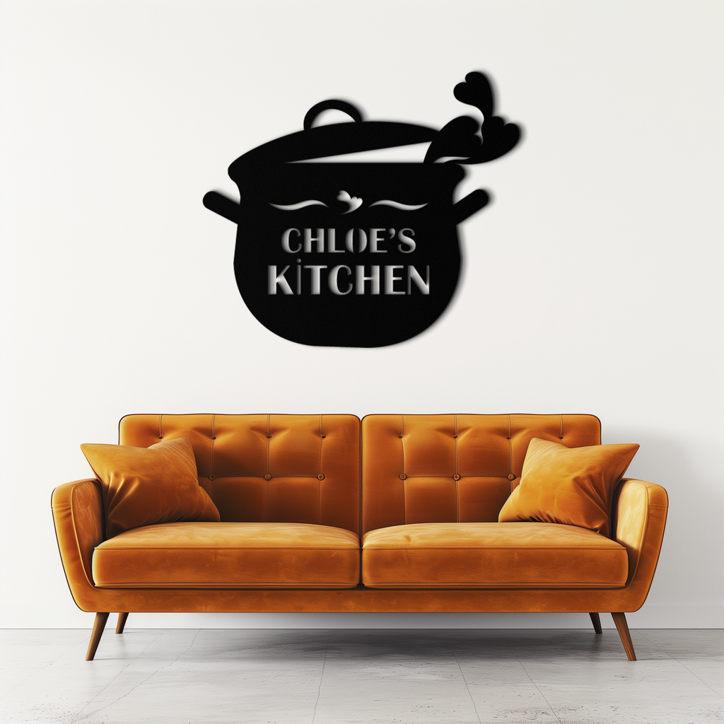 Metal Wall Art Cute Smiling Cooking Pot with Heart Steam - Playful Kitchen Decor