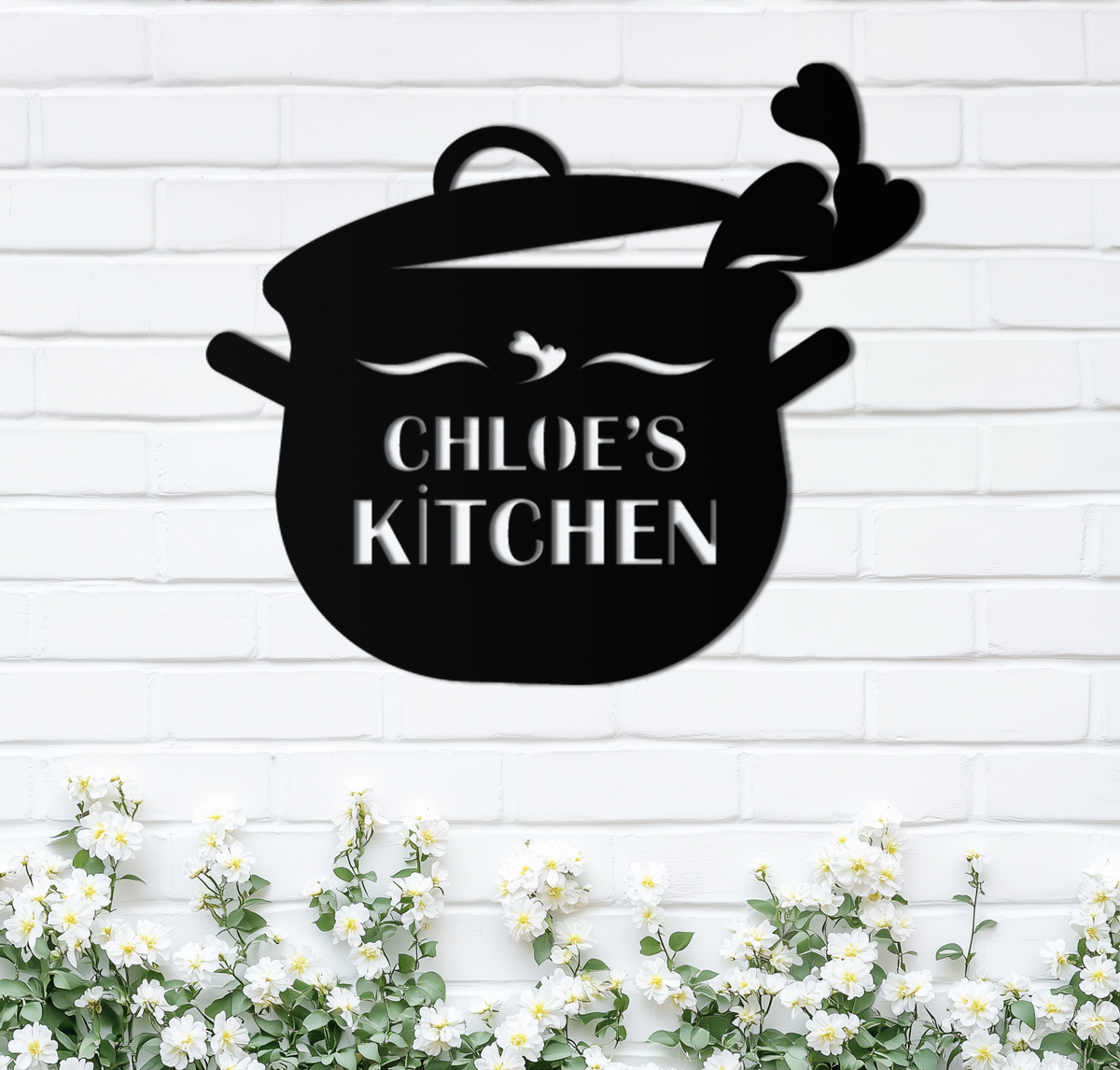 Metal Wall Art Cute Smiling Cooking Pot with Heart Steam - Playful Kitchen Decor