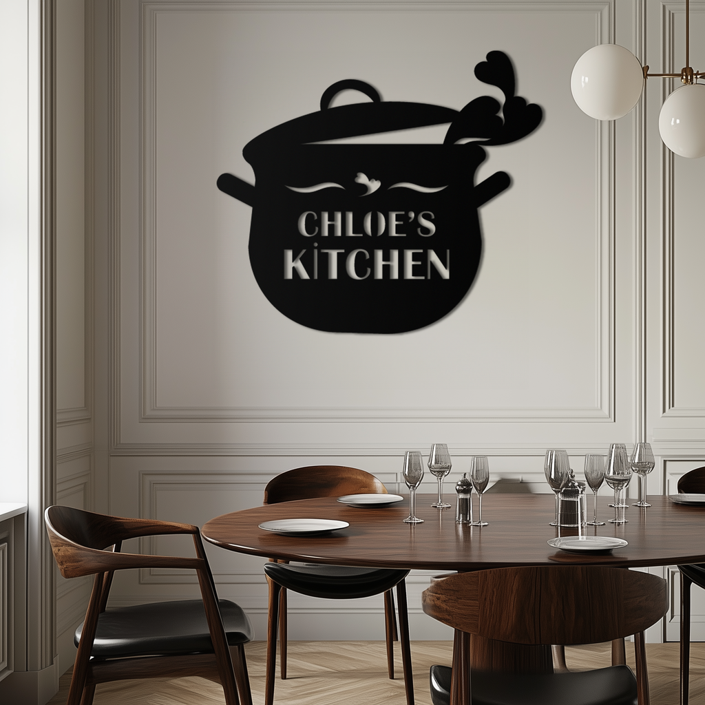 Metal Wall Art Cute Smiling Cooking Pot with Heart Steam - Playful Kitchen Decor
