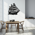 Metal Viking Longship Wall Art - Norse-Inspired Steel Sculpture