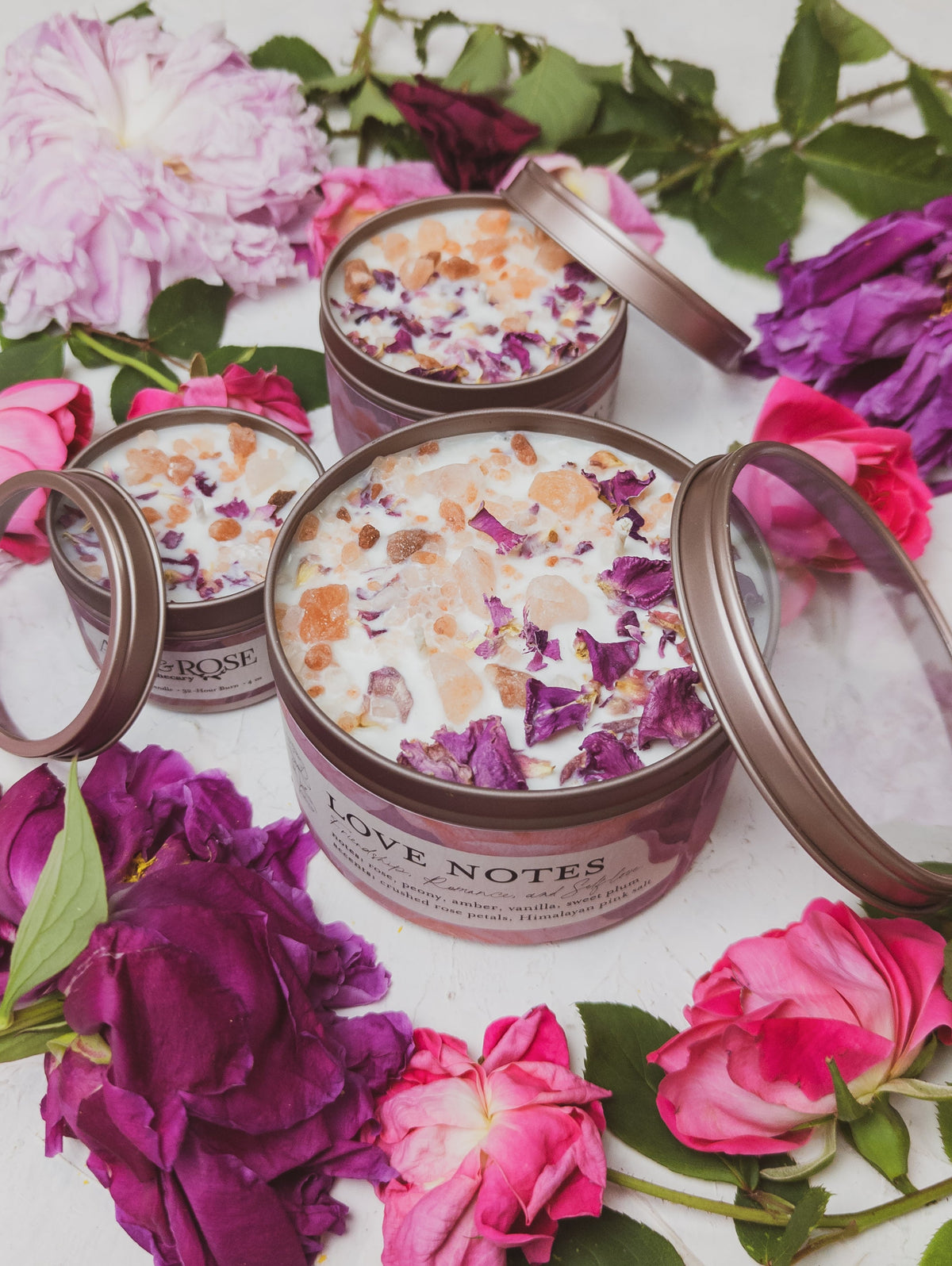 LOVE NOTES Rose + Pink Salt Candle