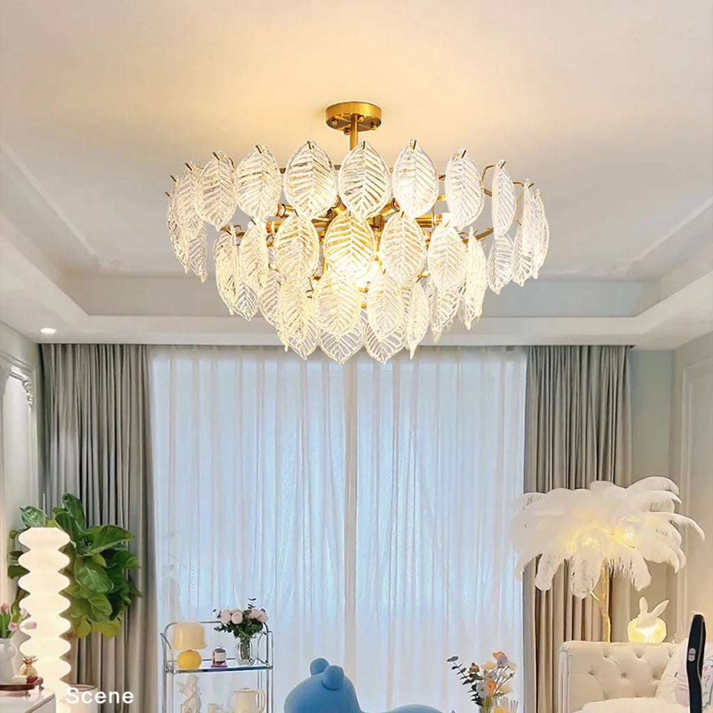 Leaf Shape Glass Modern Chandelier