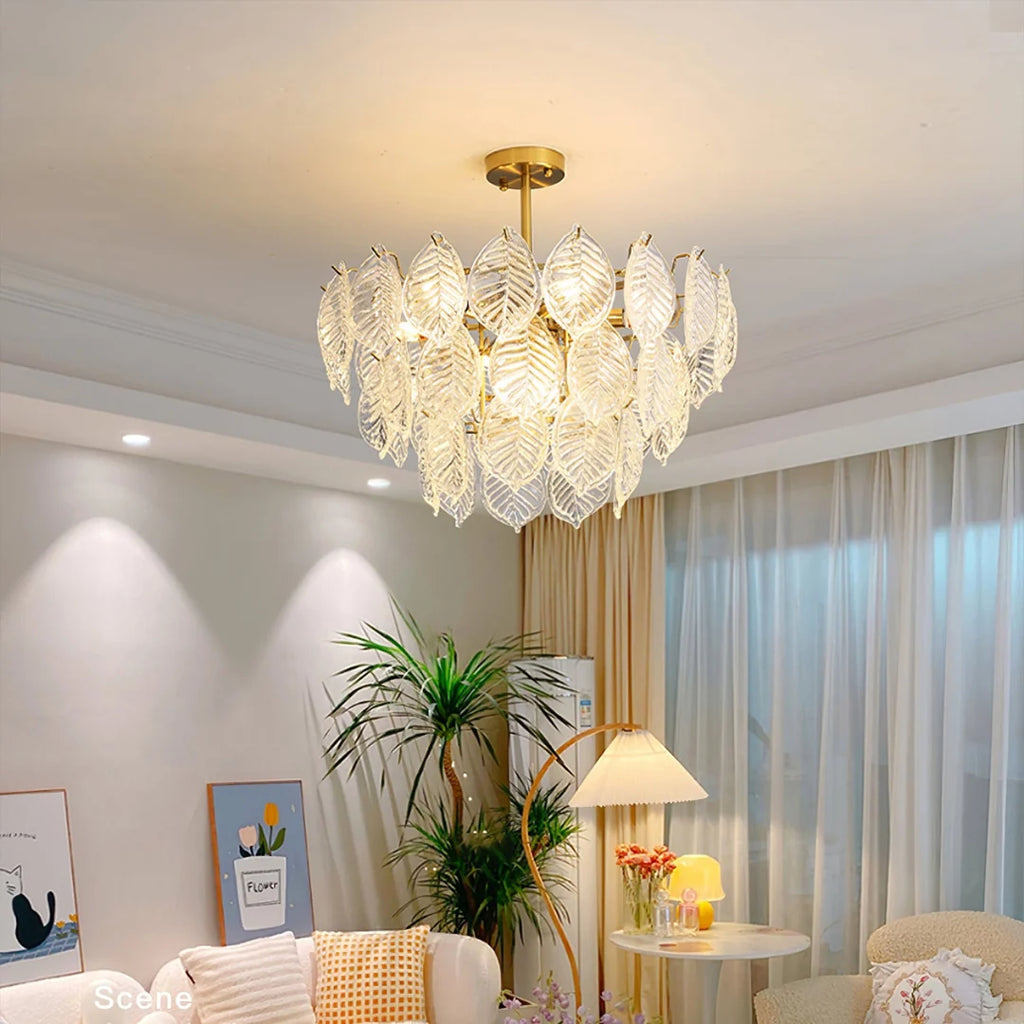 Leaf Shape Glass Modern Chandelier