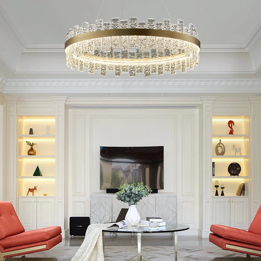 Light Luxury Round Glass Chandelier