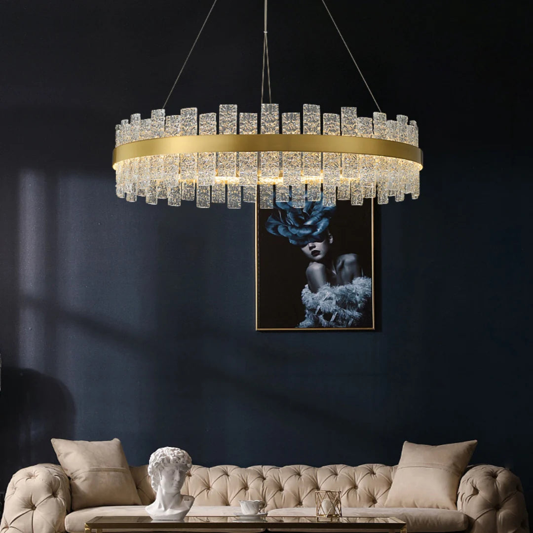 Light Luxury Round Glass Chandelier
