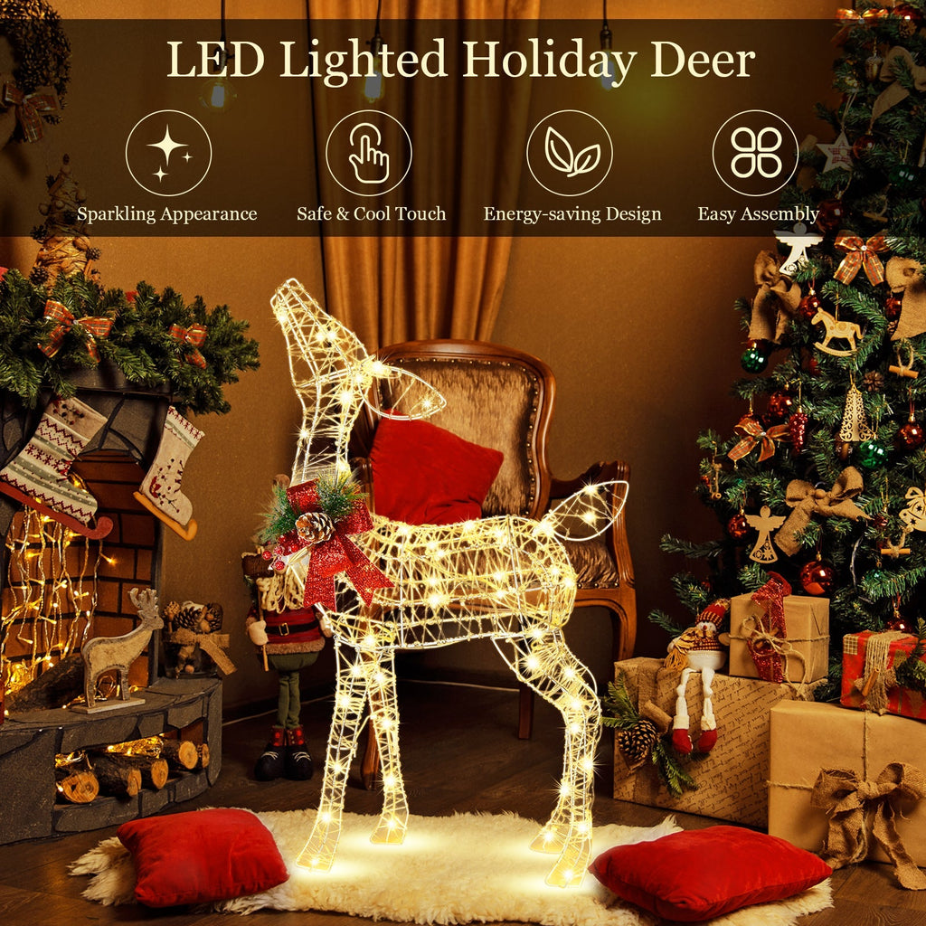 34.5 Inch Lighted Christmas Reindeer Decoration with 50 Warm White LED Lights