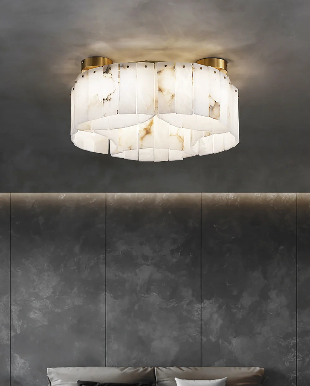 Luxe White Alabaster Ceiling Lamp