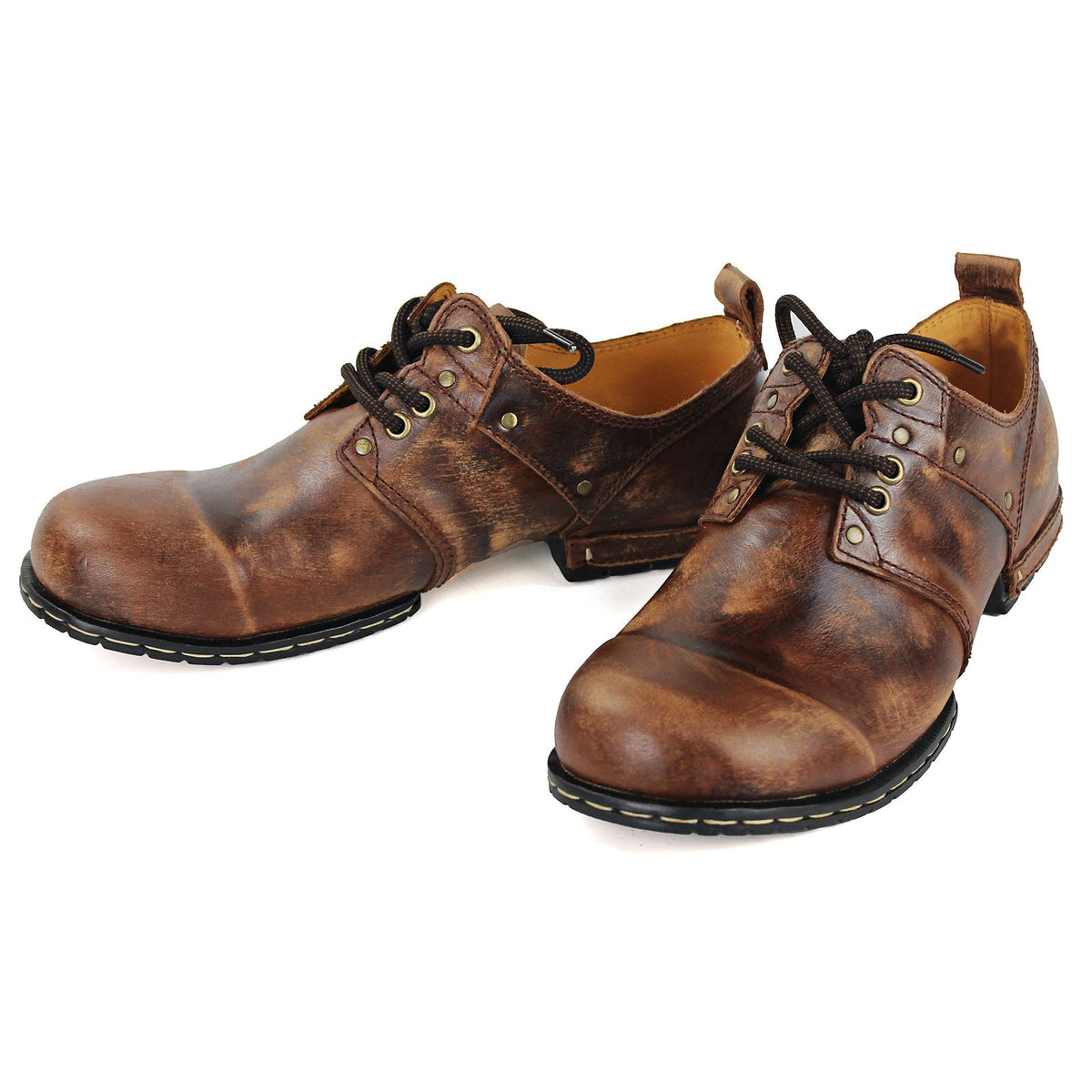 OSSTONE Moto Boots for Men Vintage Zipper-up Retro Leather Chukka Boots Distressed Rock n roll Bike Shoes Punk Boots OS-6015-1-C-E