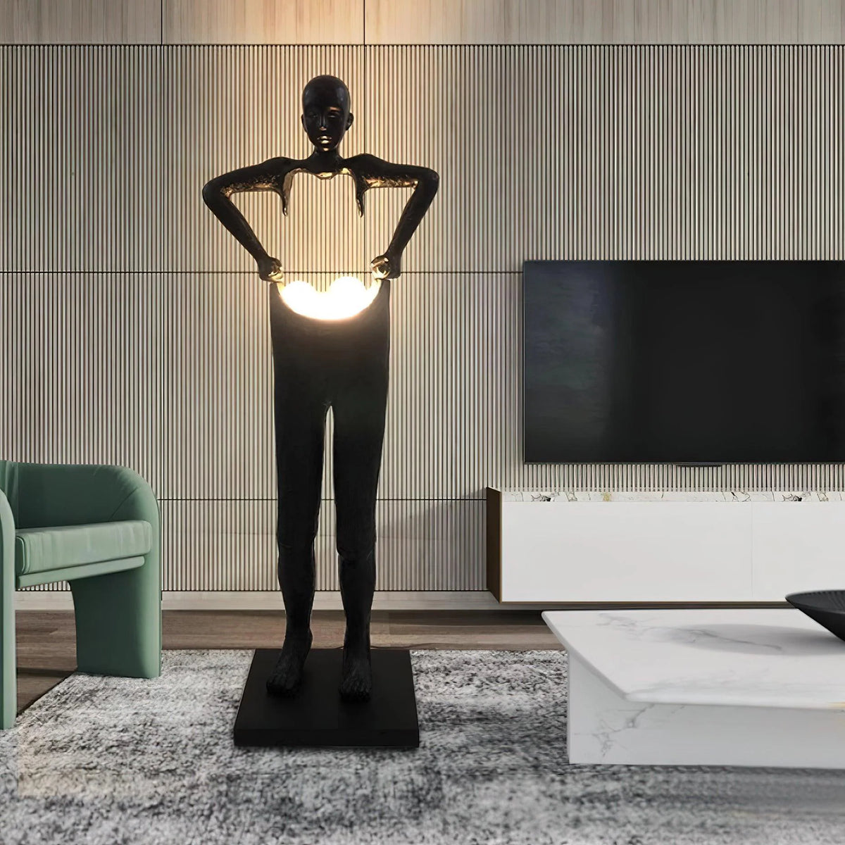 Man Carrying Pants Statue Floor Lamp