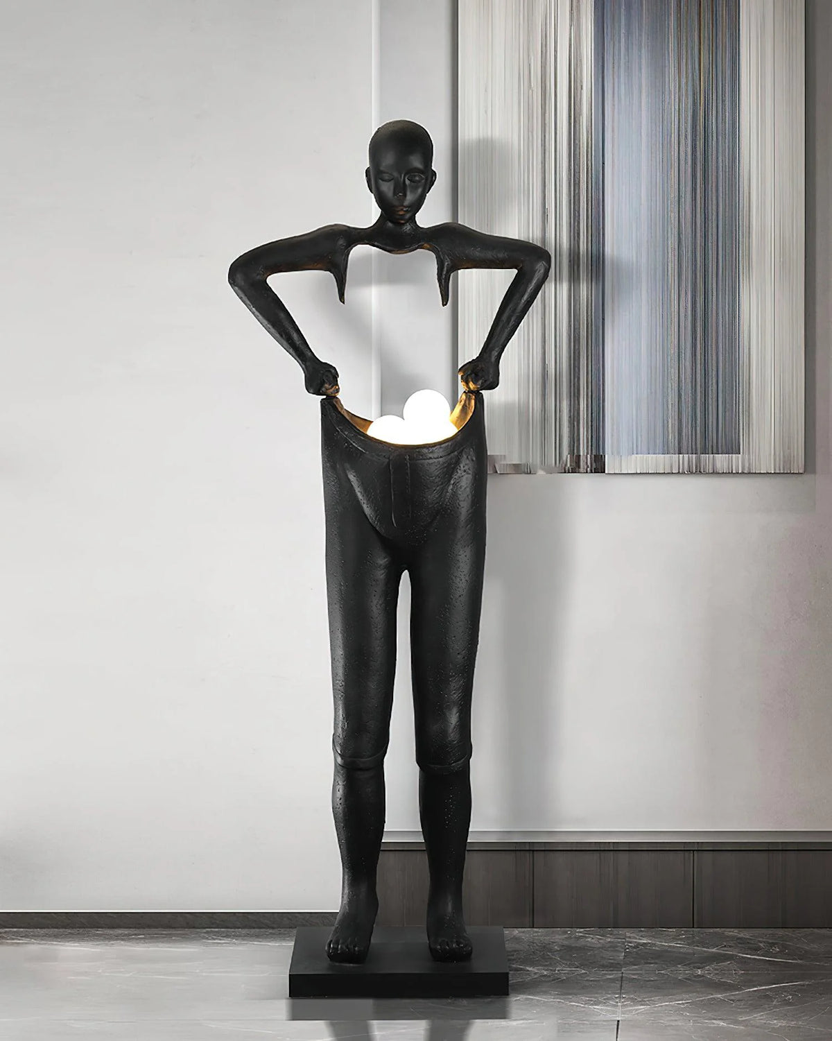 Man Carrying Pants Statue Floor Lamp