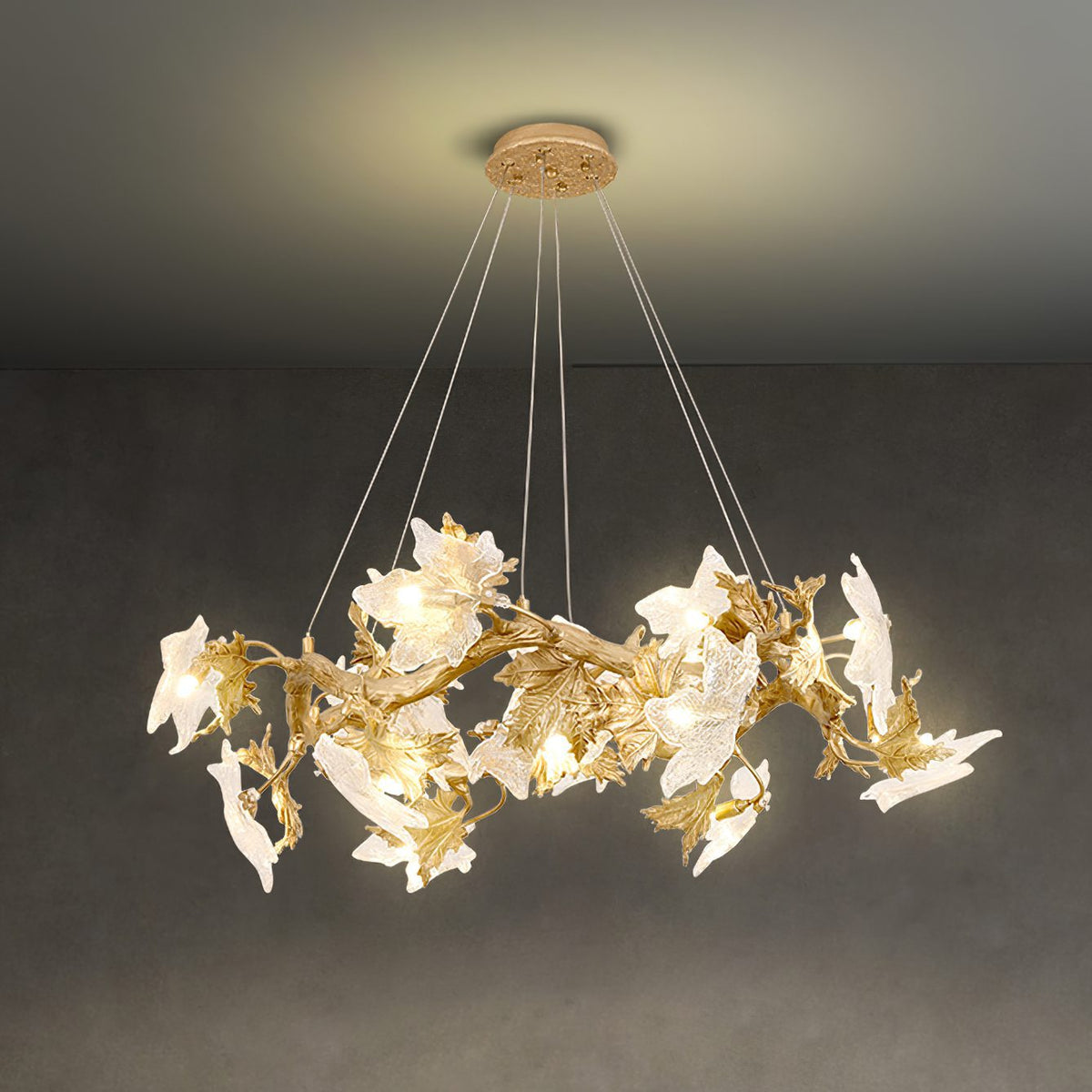 Maple Leaf Brass Chandelier