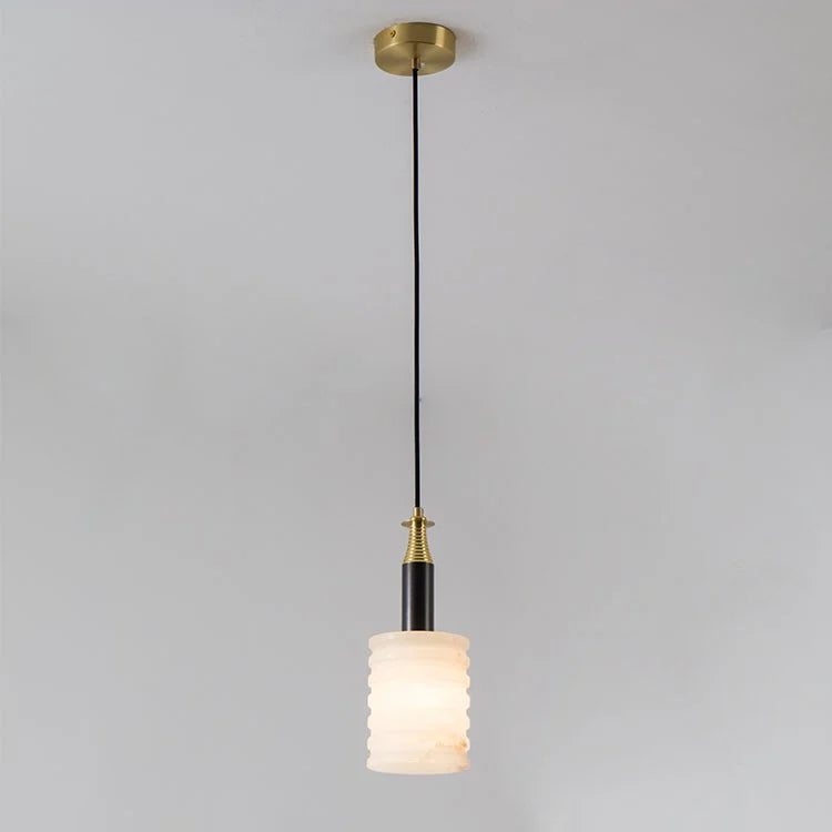 Modern Cylindrical Alabaster Pendant Lamp
