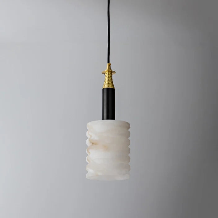 Modern Cylindrical Alabaster Pendant Lamp