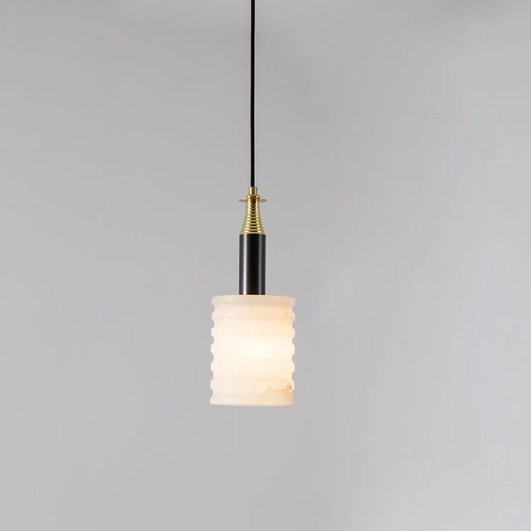 Modern Cylindrical Alabaster Pendant Lamp