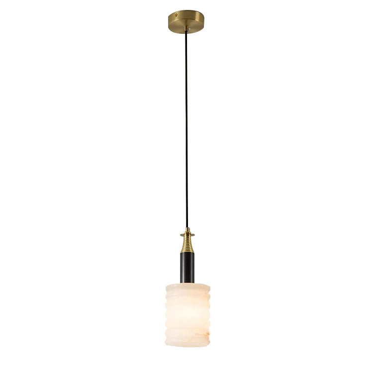 Modern Cylindrical Alabaster Pendant Lamp