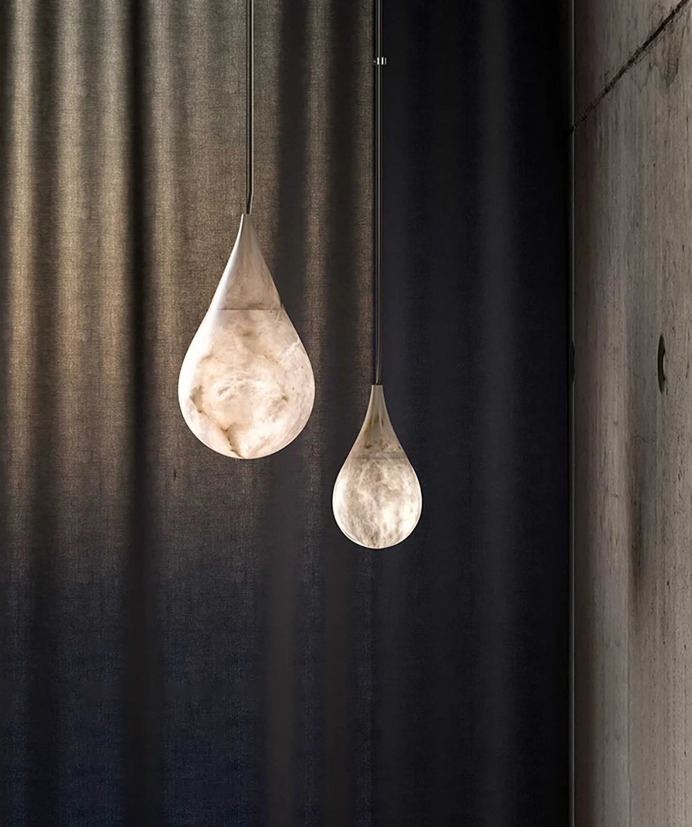 Alabaster White Raindrop Pendant Light